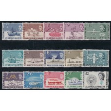 TERRITORIO ANTARTICO BRITANICO BAT 1963 Yv 1/15 SERIE COMPLETA NUEVA MINT BARCOS AVIONES HELICOPTEROS PERROS 280 EUROS